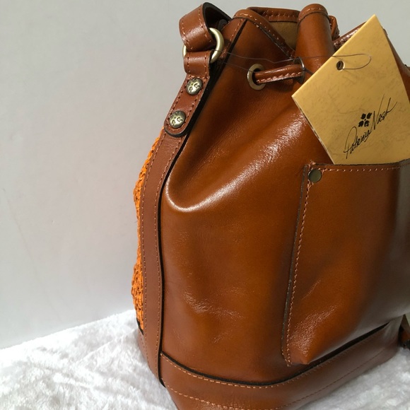 Patricia Nash Comano Looped Weave Drawstring Bag, Koi Orange, NWT - Picture 3 of 7